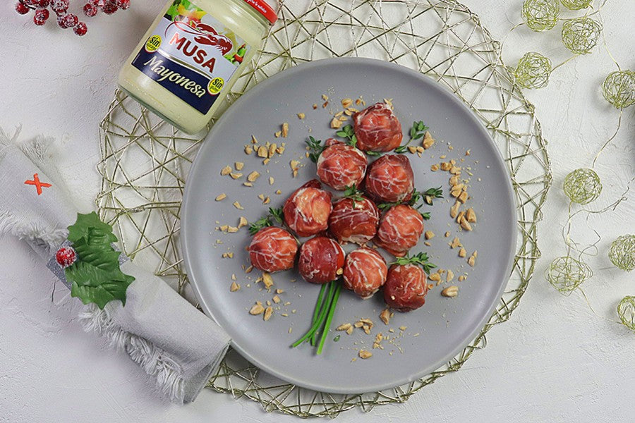Bombones navideños de jamón de cebo ibérico Aljomar
